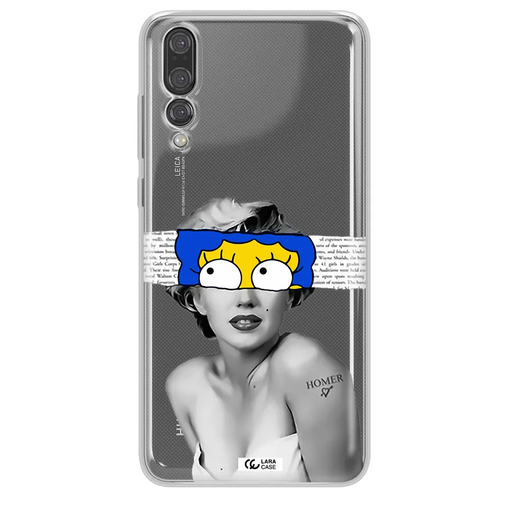 a woman with a cartoon on her head Huawei P20 Pro Clear TPU Case