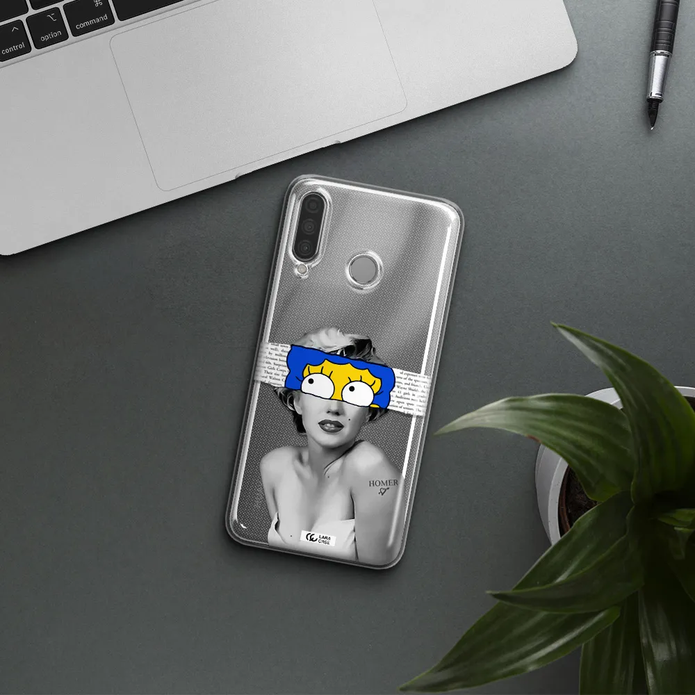 a woman with a cartoon on her head Huawei P30 Lite Clear TPU Case