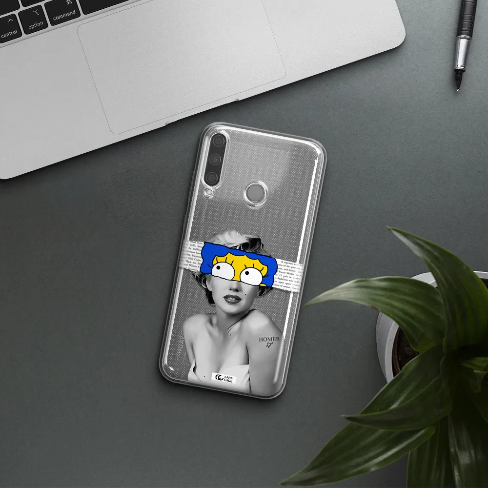 a woman with a cartoon on her head Huawei P40 Lite E Clear TPU Case