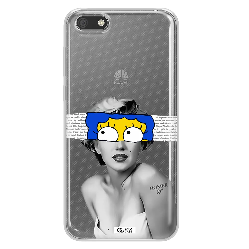a woman with a cartoon on her head Huawei Y5 2018 Clear TPU Case