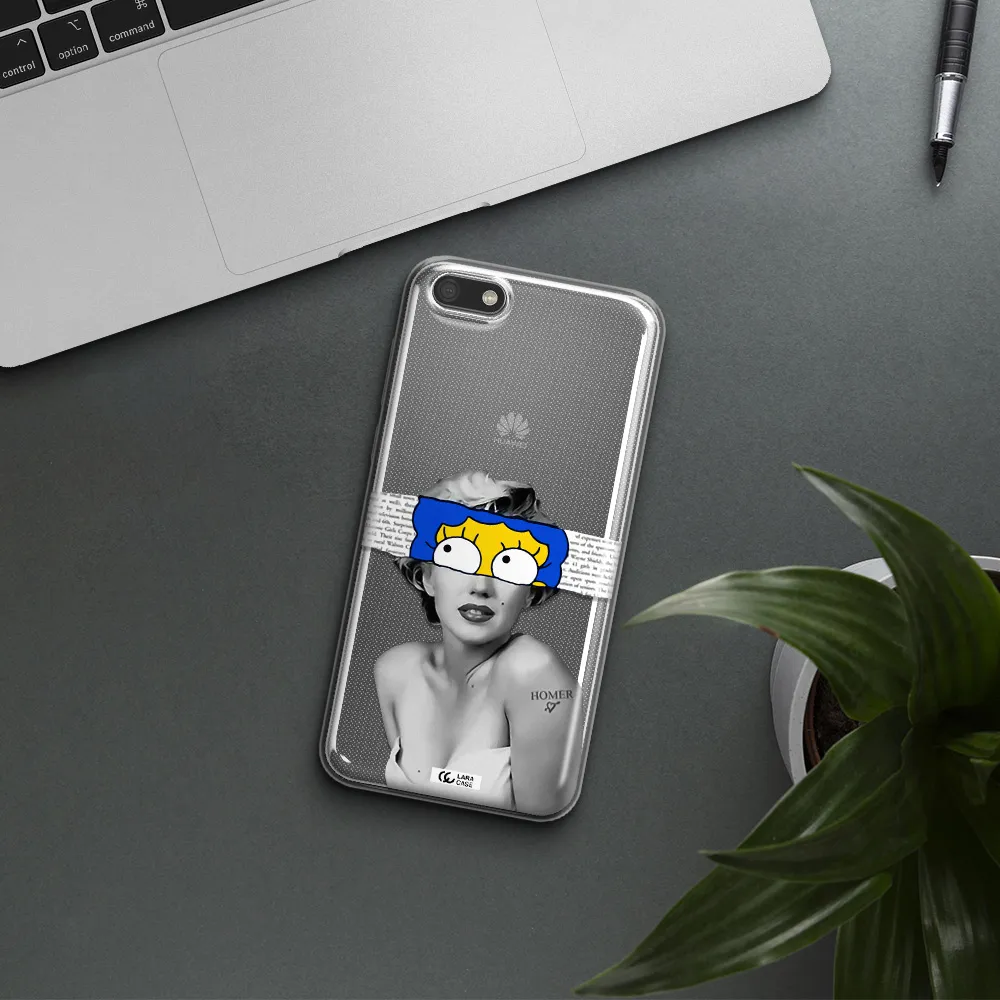 a woman with a cartoon on her head Huawei Y5 2018 Clear TPU Case