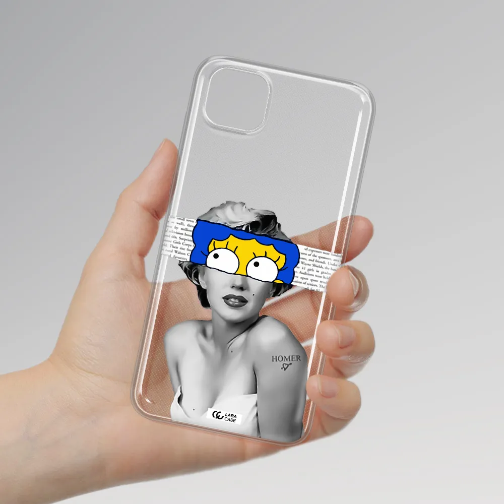 a woman with a cartoon on her head Huawei Y5P Clear TPU Case