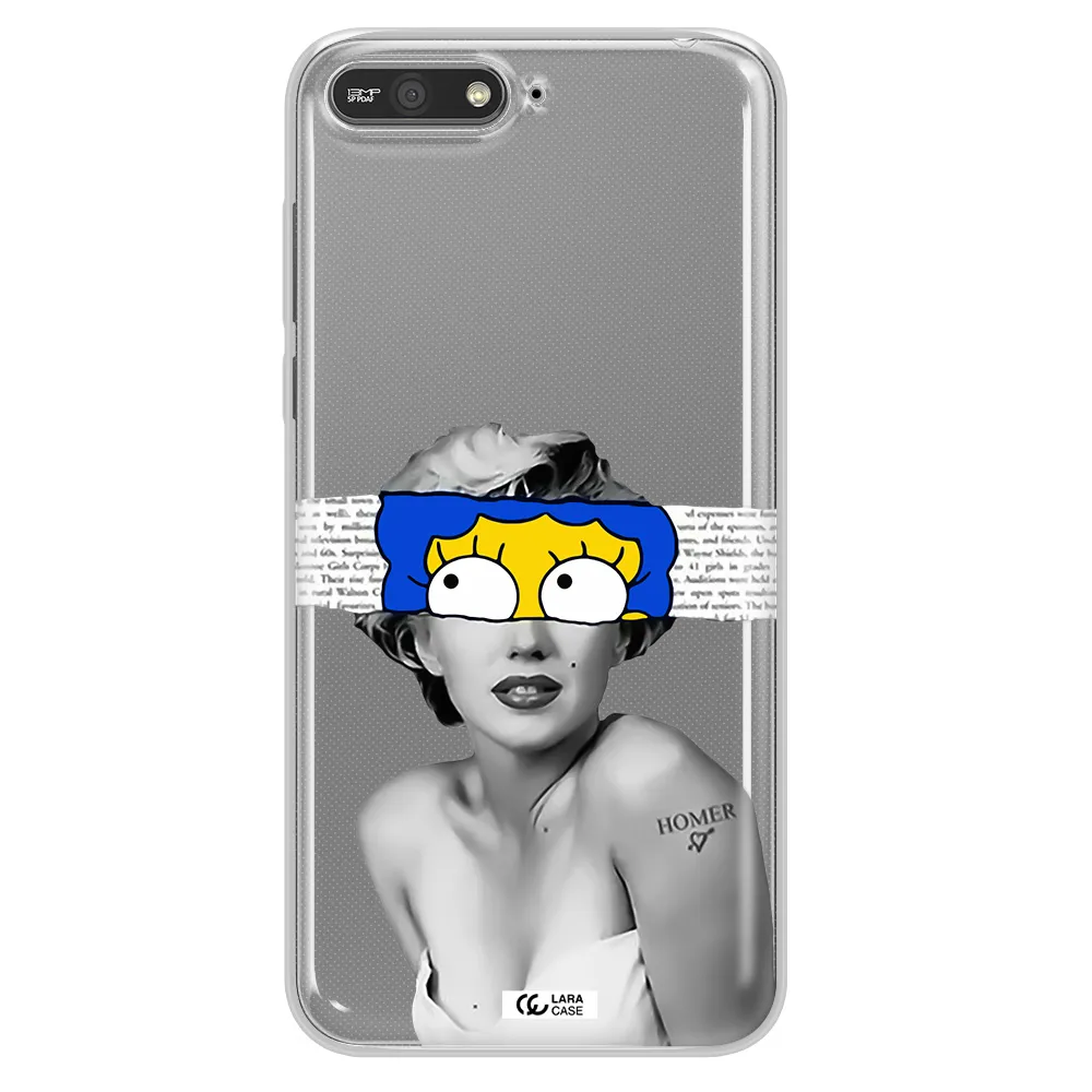 a woman with a cartoon on her head Huawei Y6 2018 Clear TPU Case