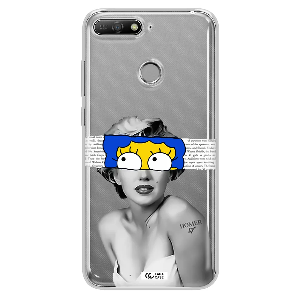 a woman with a cartoon on her head Huawei Y6 Prime 2018 Clear TPU Case
