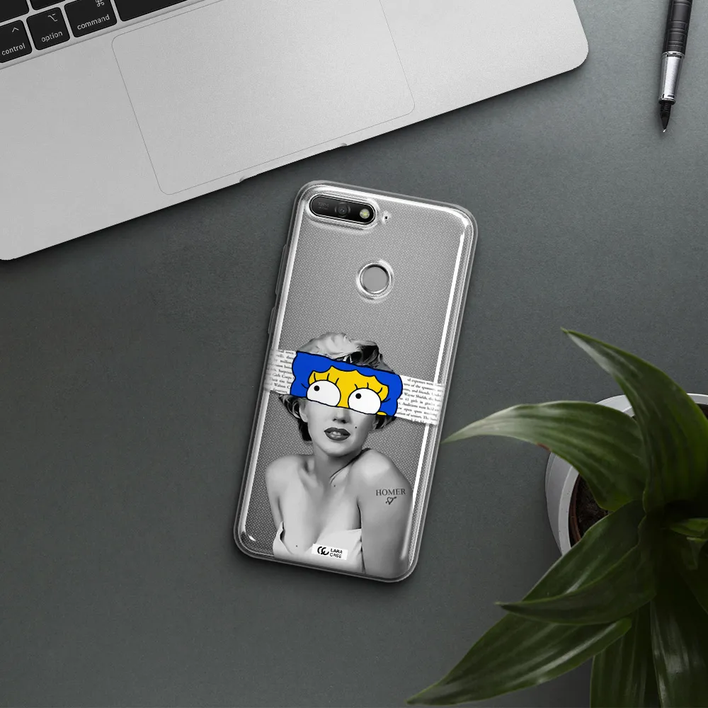 a woman with a cartoon on her head Huawei Y6 Prime 2018 Clear TPU Case