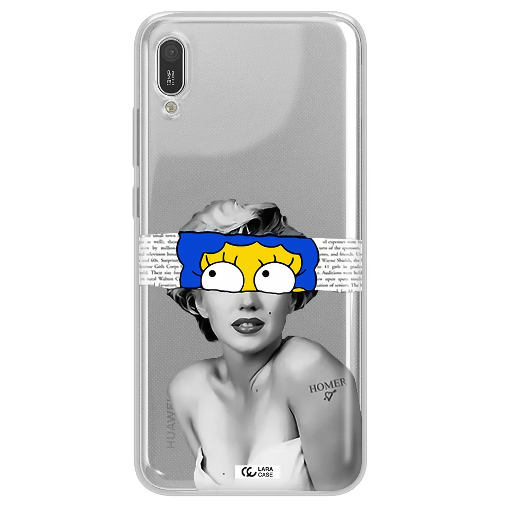 a woman with a cartoon on her head Huawei Y6 Pro 2019 Clear TPU Case