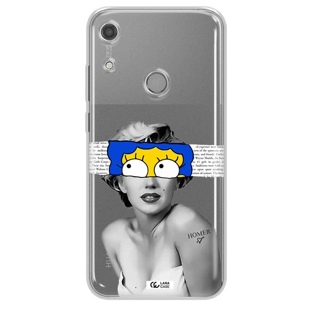 a woman with a cartoon on her head Huawei Y6S Clear TPU Case