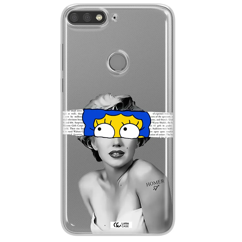 a woman with a cartoon on her head Huawei Y7 Prime 2018 Clear TPU Case