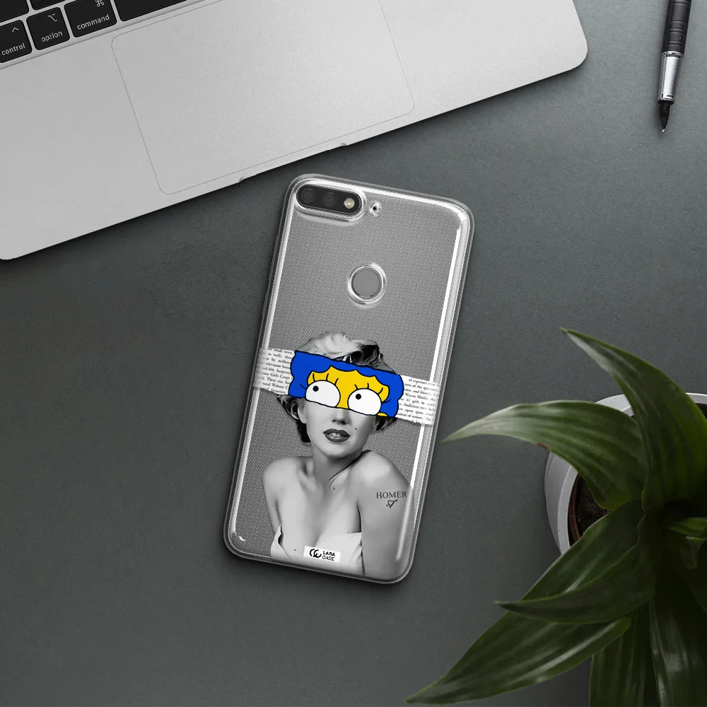 a woman with a cartoon on her head Huawei Y7 Prime 2018 Clear TPU Case