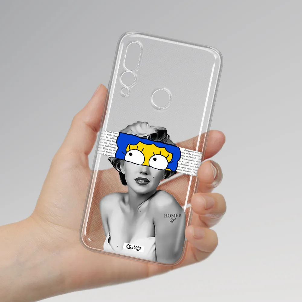 a woman with a cartoon on her head Huawei Y9 Prime 2019 Clear TPU Case