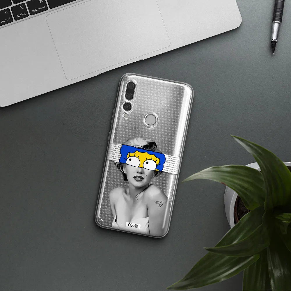 a woman with a cartoon on her head Huawei Y9 Prime 2019 Clear TPU Case