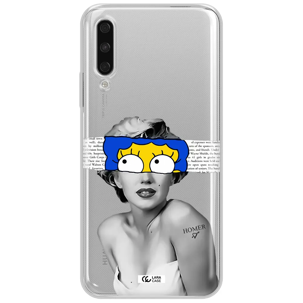 A Woman With A Cartoon On Her Head Huawei Y9S Clear Tpu Case