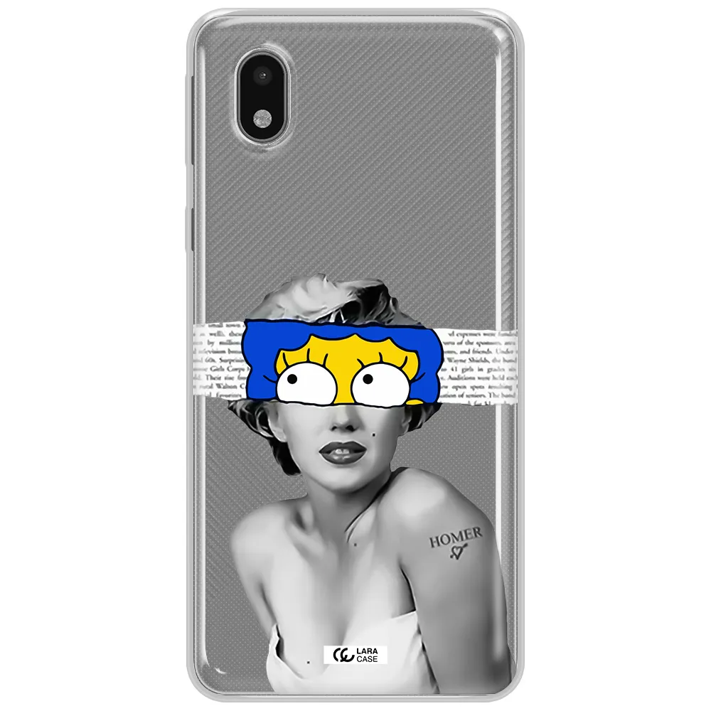 A Woman With A Cartoon On Her Head Samsung A01 Core Clear Tpu Case