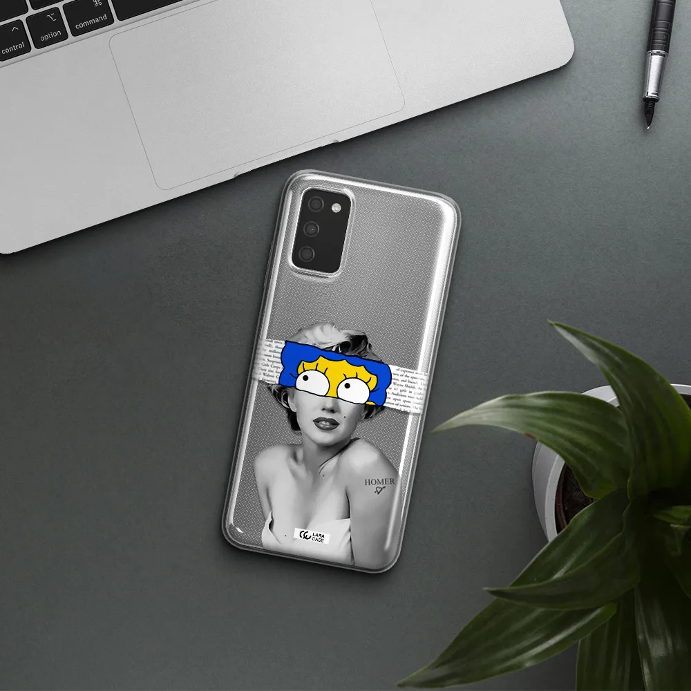 a woman with a cartoon on her head Samsung A03S Clear TPU Case