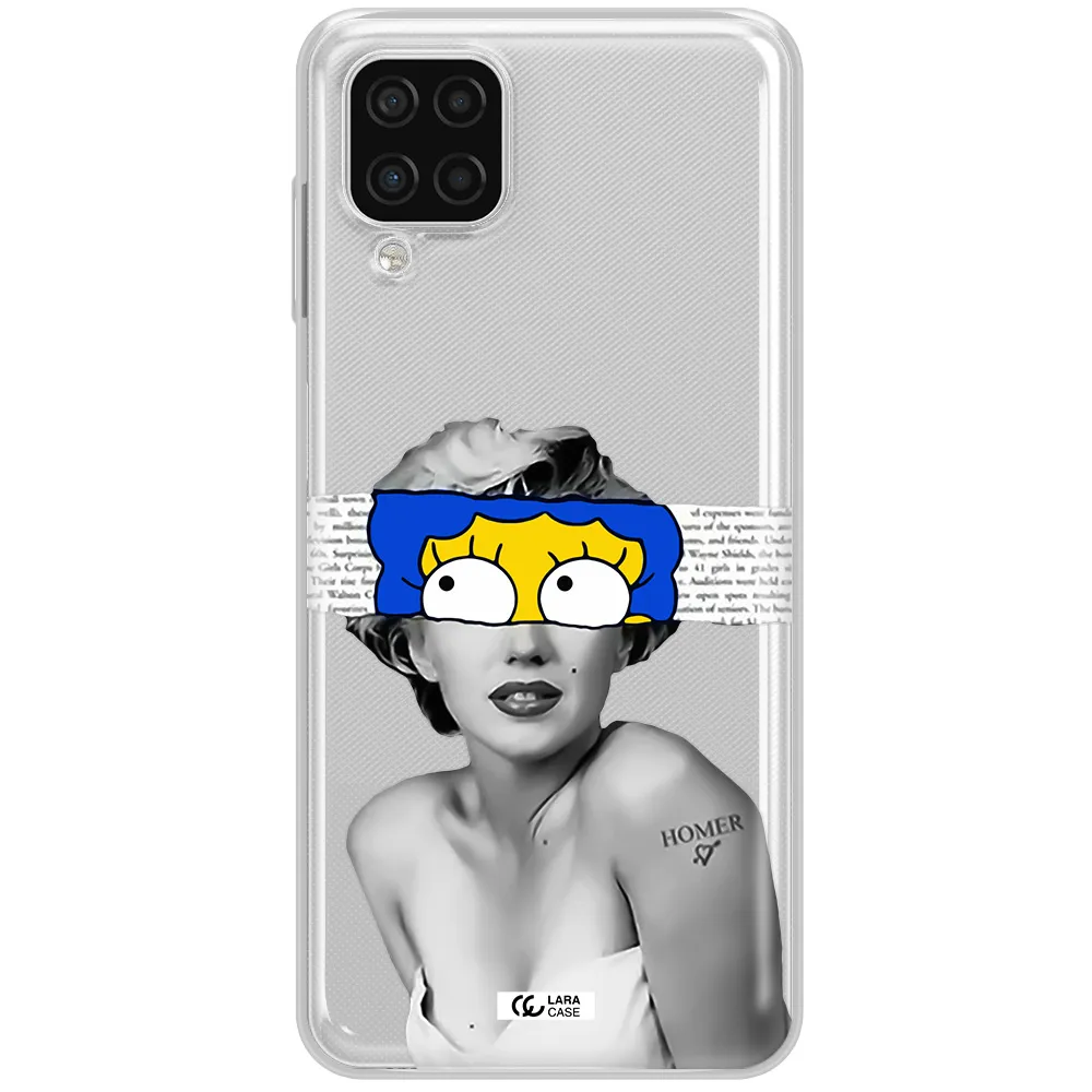 a woman with a cartoon on her head Samsung A12 4g Clear TPU Case