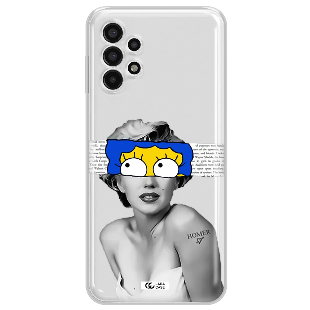 a woman with a cartoon on her head Samsung A13 4g Clear TPU Case