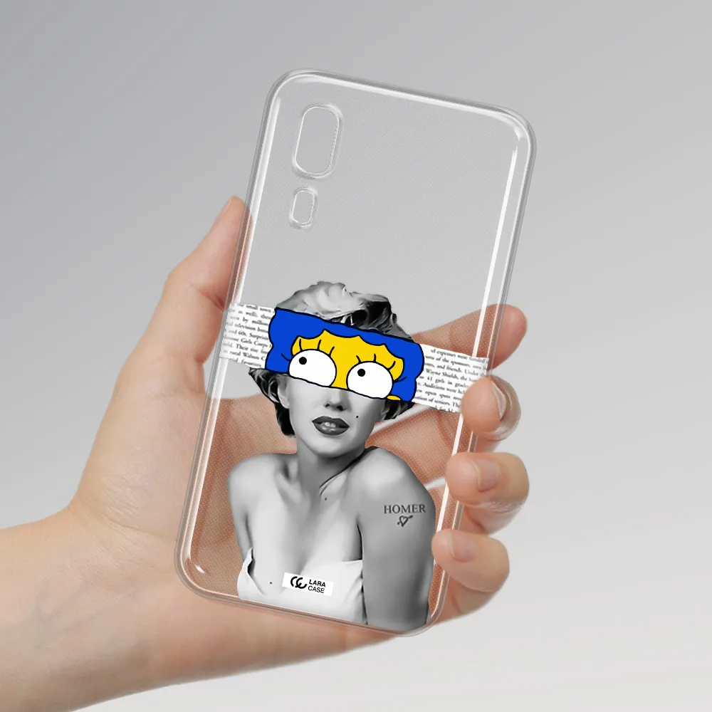 a woman with a cartoon on her head Samsung A2 Core Clear TPU Case