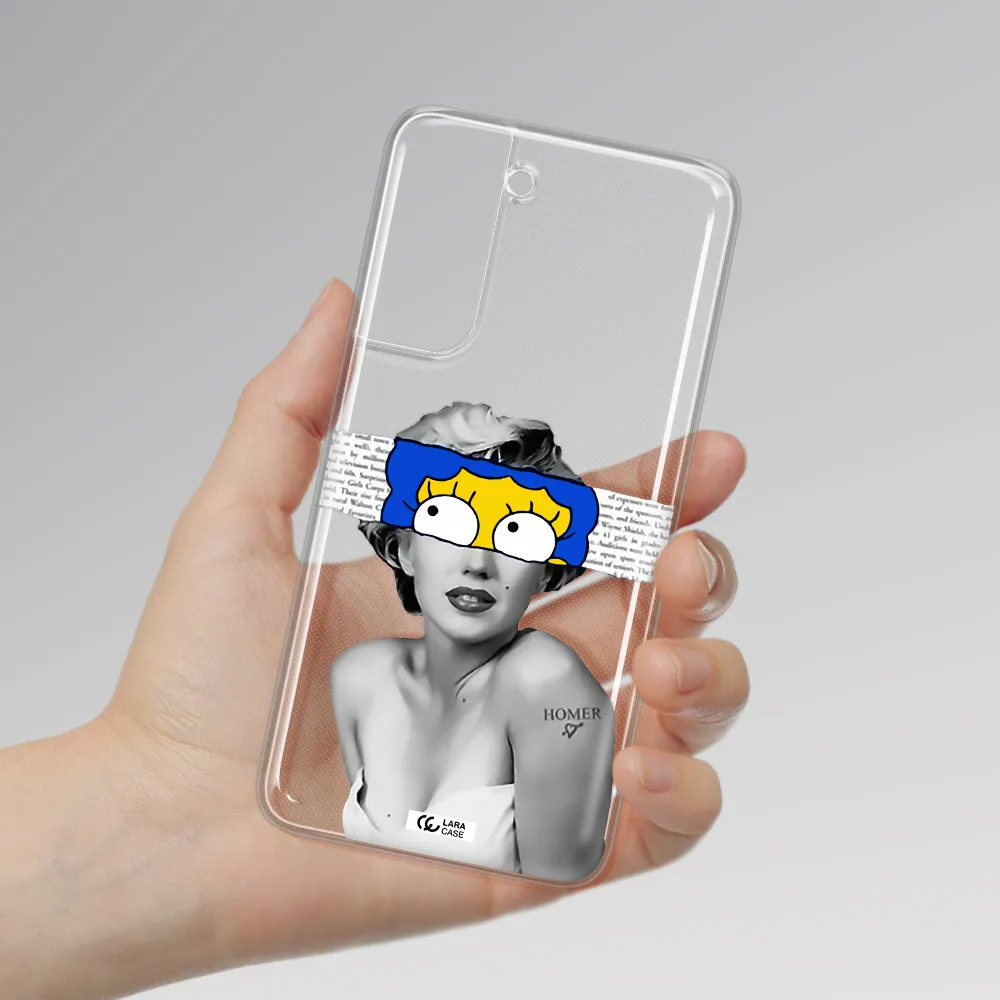 a woman with a cartoon on her head Samsung A21 Fe Clear TPU Case