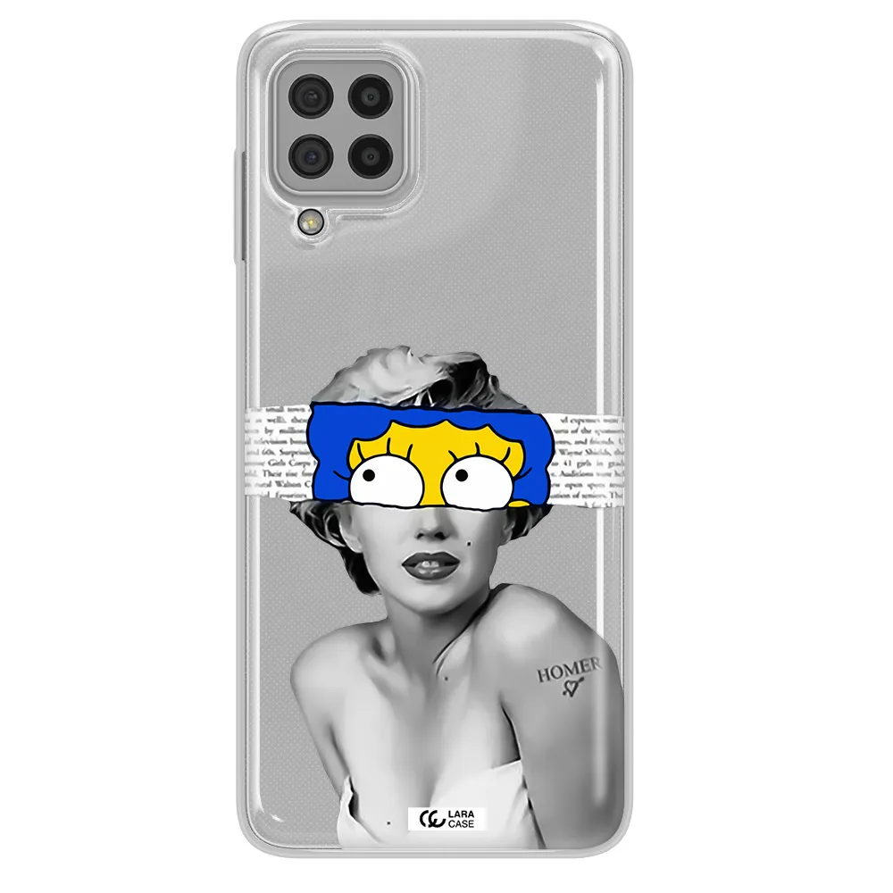 a woman with a cartoon on her head Samsung A22 4g Clear TPU Case