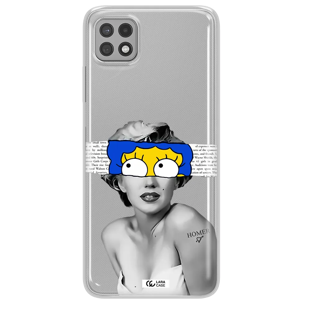 a woman with a cartoon on her head Samsung A22 5g Clear TPU Case