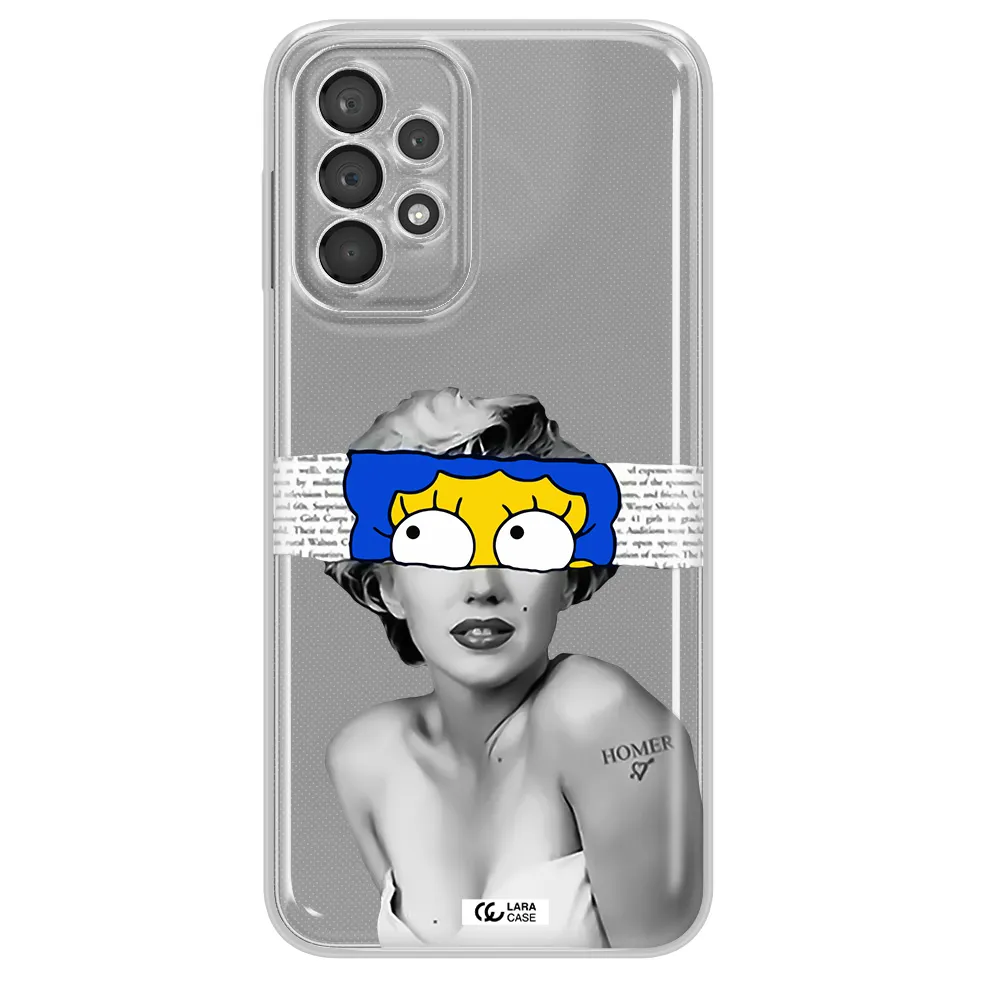 A Woman With A Cartoon On Her Head Samsung A23 5G Clear Tpu Case