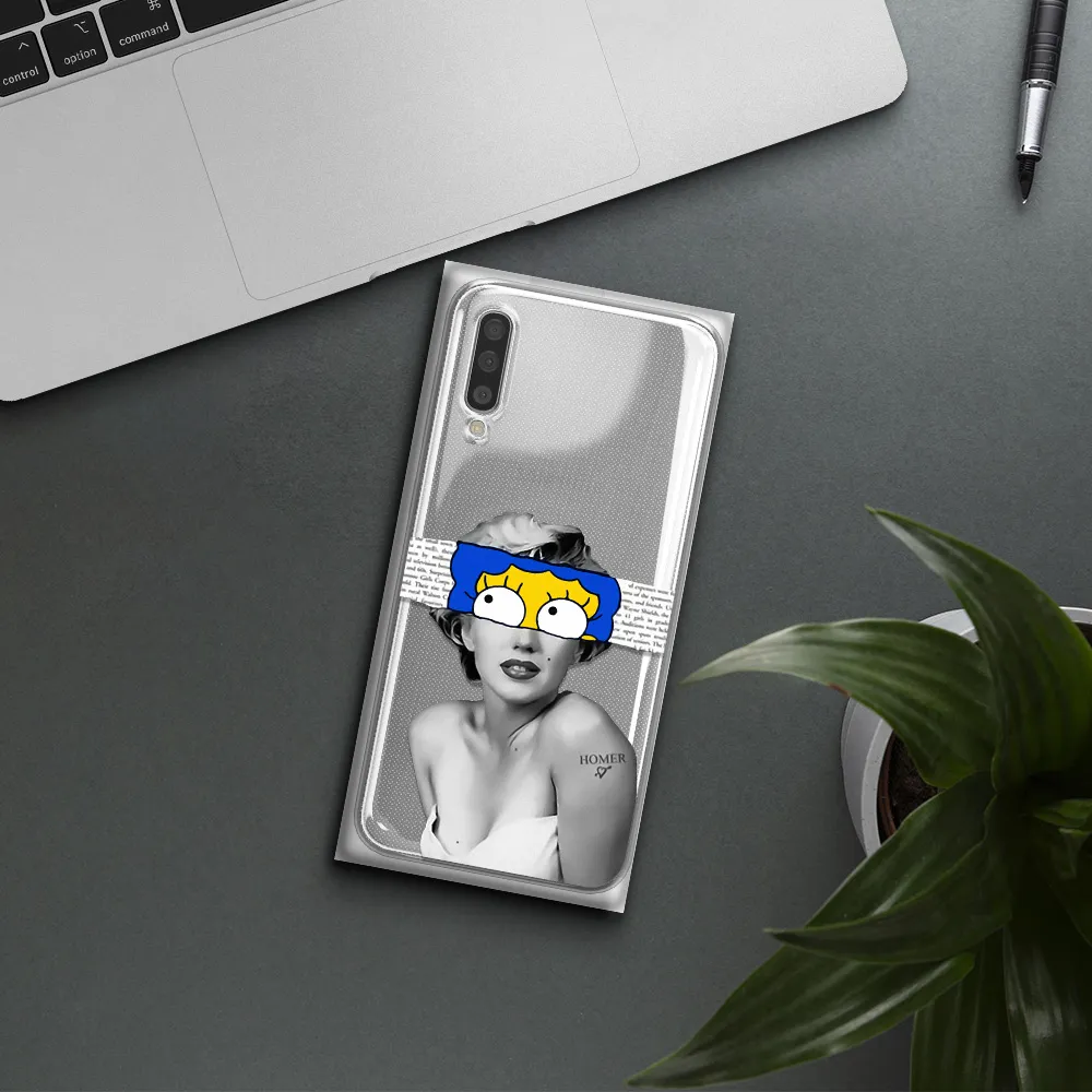 A Woman With A Cartoon On Her Head Samsung A50S Clear Tpu Case