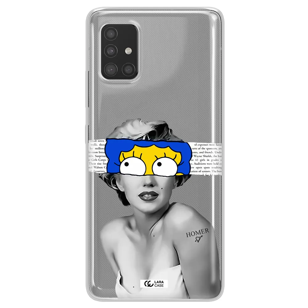 a woman with a cartoon on her head Samsung A51 Clear TPU Case
