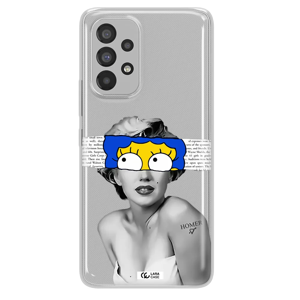 a woman with a cartoon on her head Samsung A53 Clear TPU Case