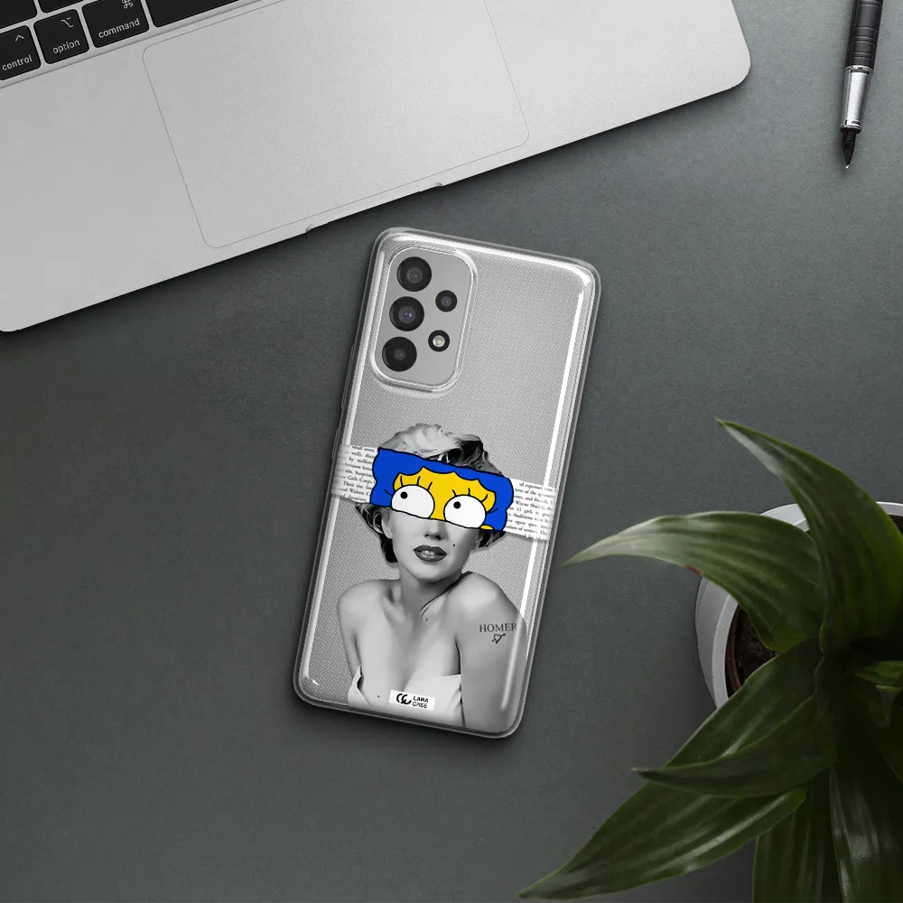 a woman with a cartoon on her head Samsung A53 Clear TPU Case