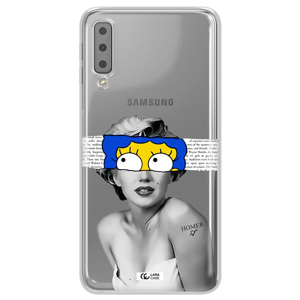 a woman with a cartoon on her head Samsung A7 2018 Clear TPU Case