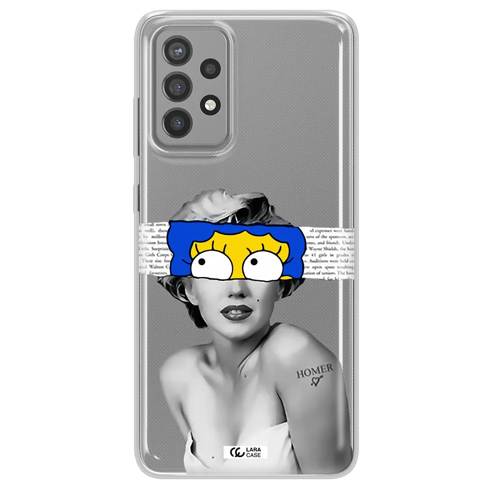 a woman with a cartoon on her head Samsung A72 Clear TPU Case