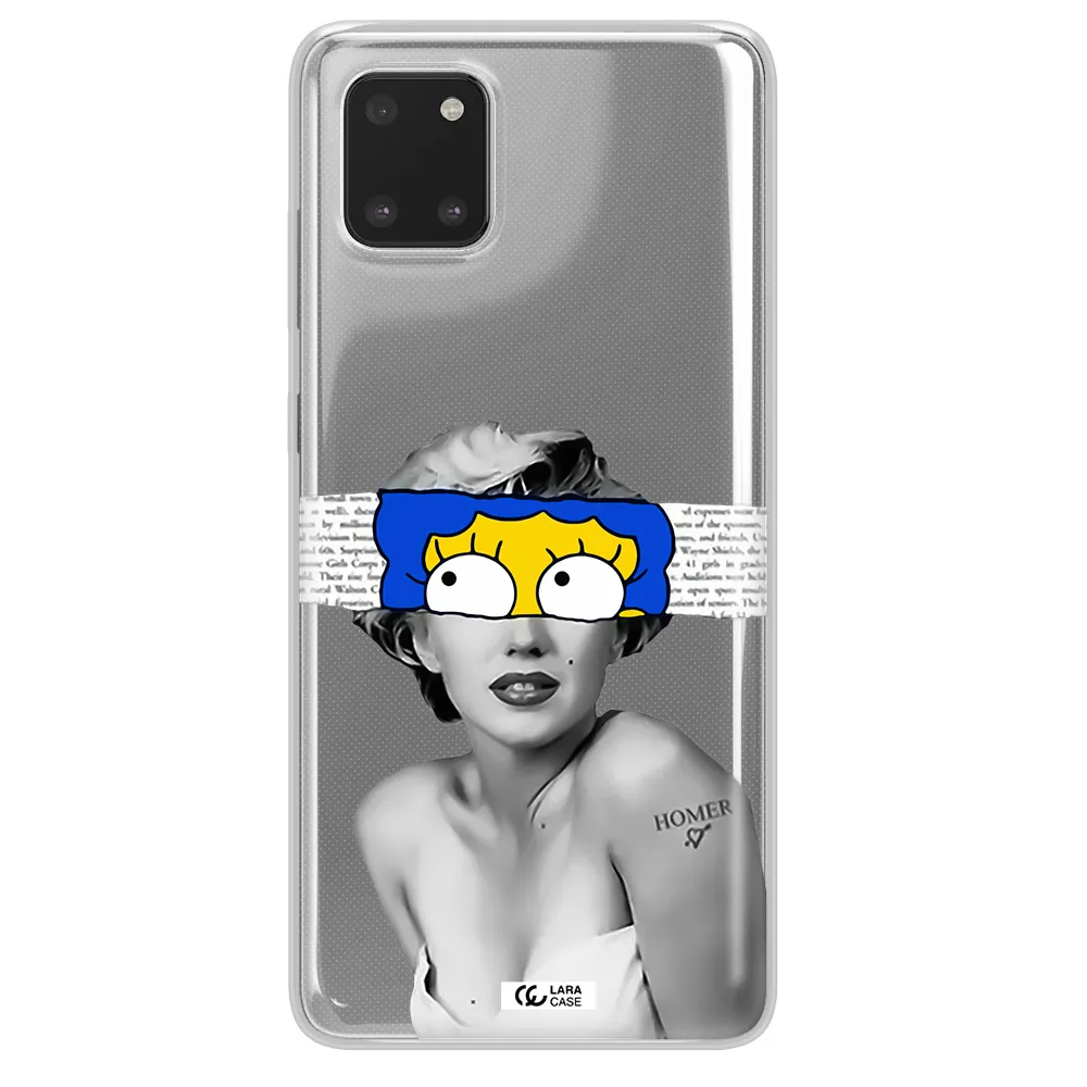 a woman with a cartoon on her head Samsung A81 Clear TPU Case