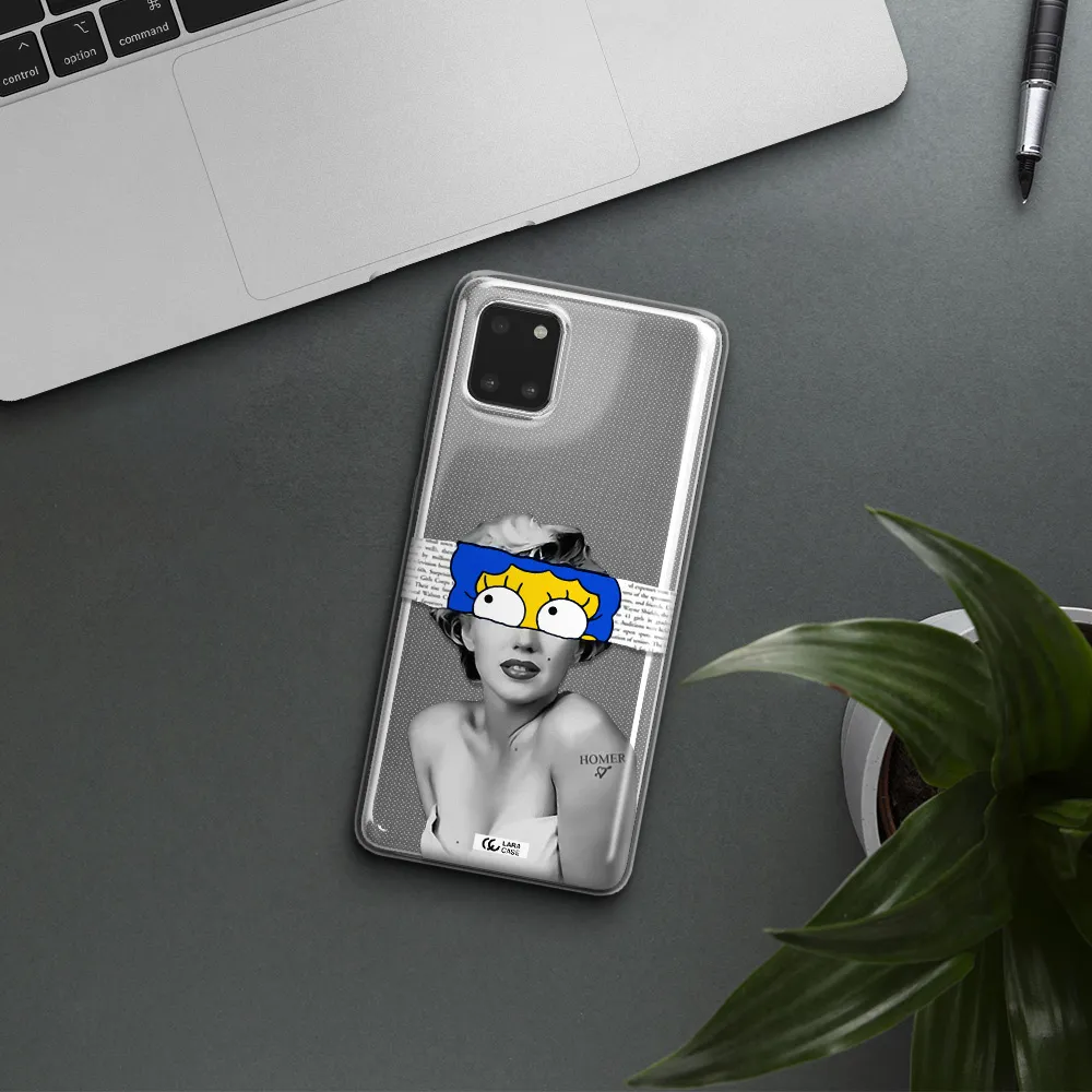 a woman with a cartoon on her head Samsung A81 Clear TPU Case