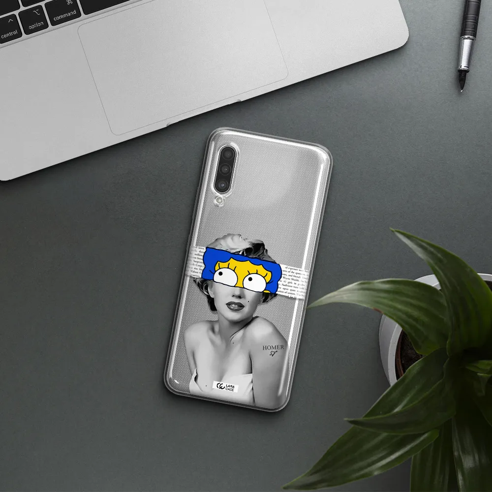 a woman with a cartoon on her head Samsung A90 Clear TPU Case