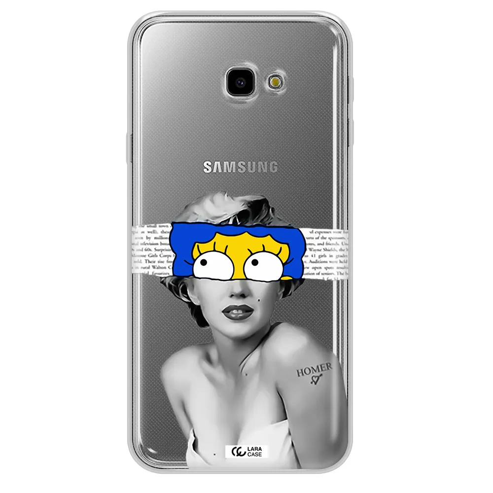 a woman with a cartoon on her head Samsung J4 Plus Clear TPU Case