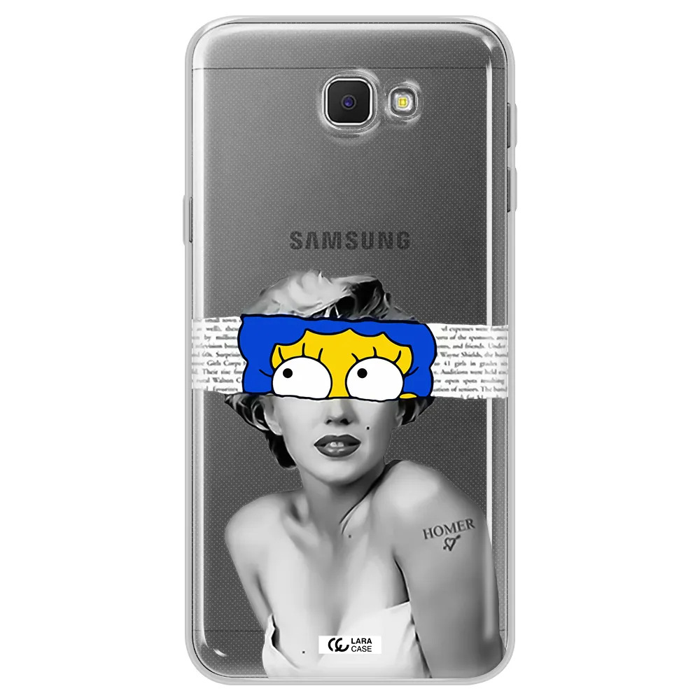 a woman with a cartoon on her head Samsung J5 Prime Clear TPU Case