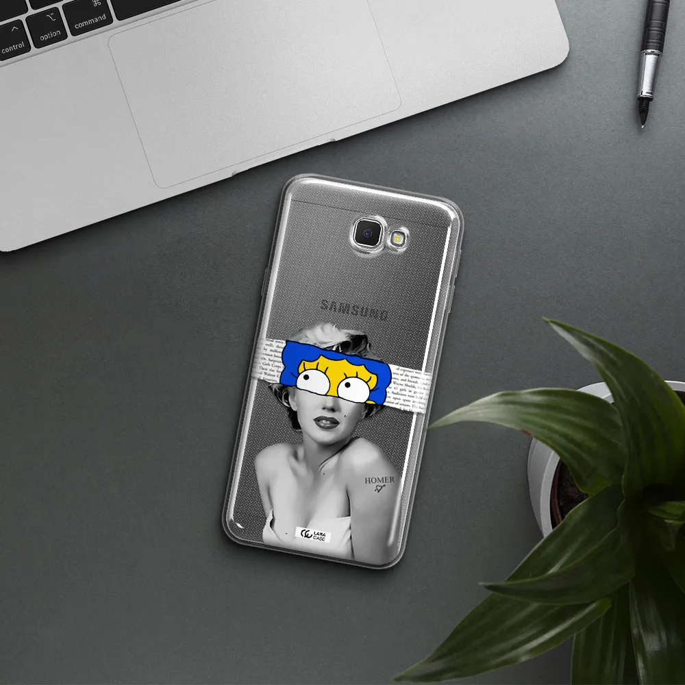 a woman with a cartoon on her head Samsung J5 Prime Clear TPU Case