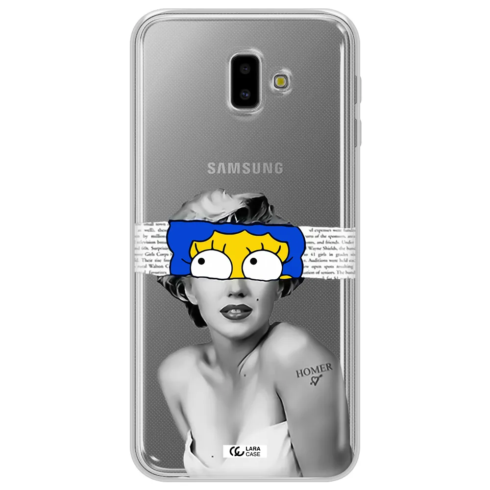 a woman with a cartoon on her head Samsung J6 Plus Clear TPU Case
