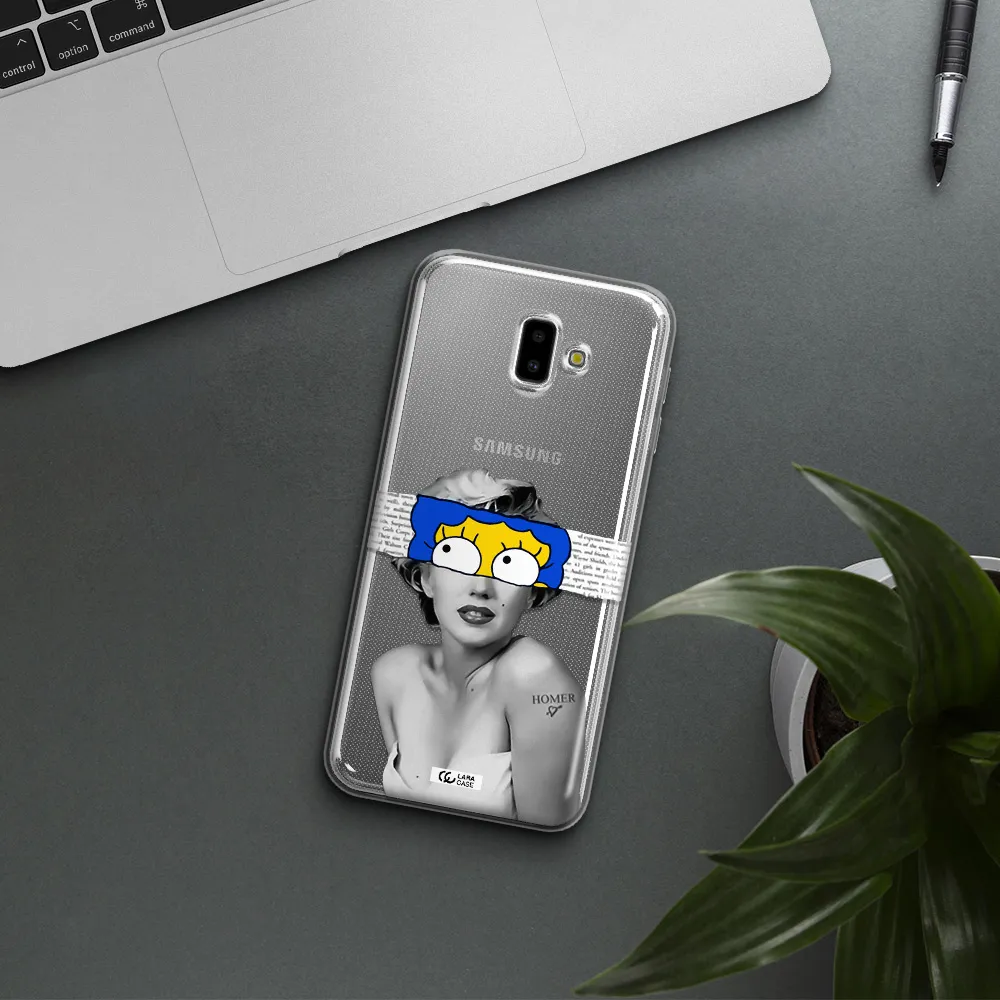 a woman with a cartoon on her head Samsung J6 Plus Clear TPU Case
