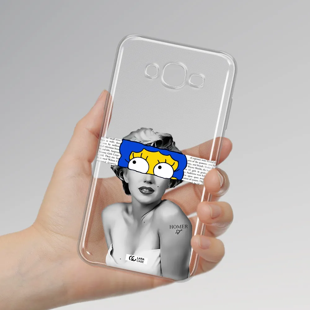 a woman with a cartoon on her head Samsung J7 Clear TPU Case