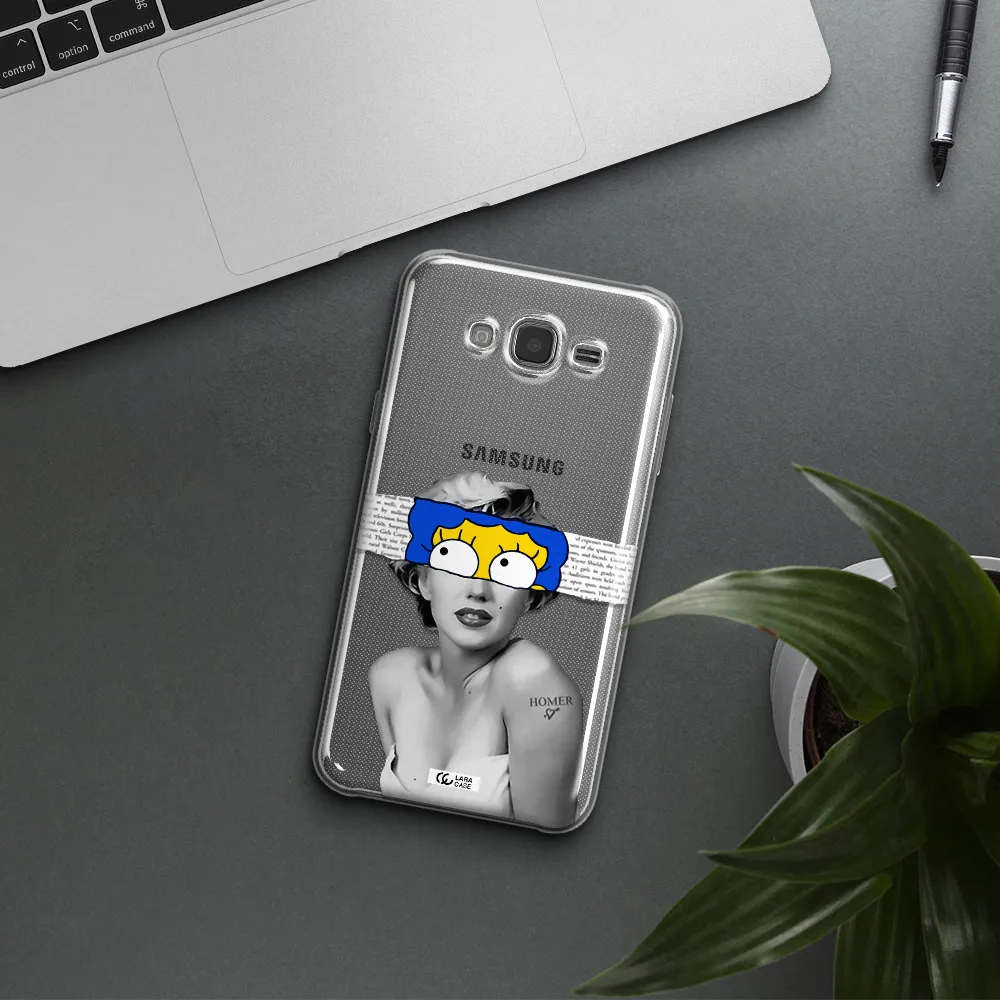 a woman with a cartoon on her head Samsung J7 Clear TPU Case