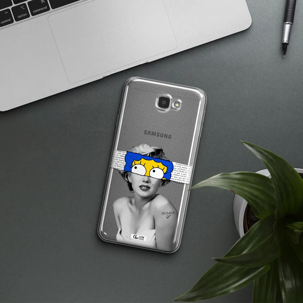 a woman with a cartoon on her head Samsung J7 Prim Clear TPU Case