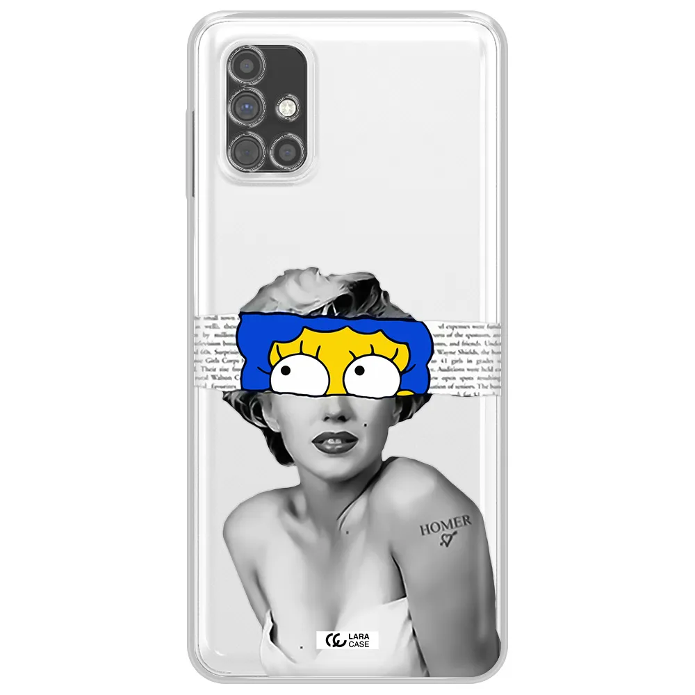 a woman with a cartoon on her head Samsung M51 Clear TPU Case
