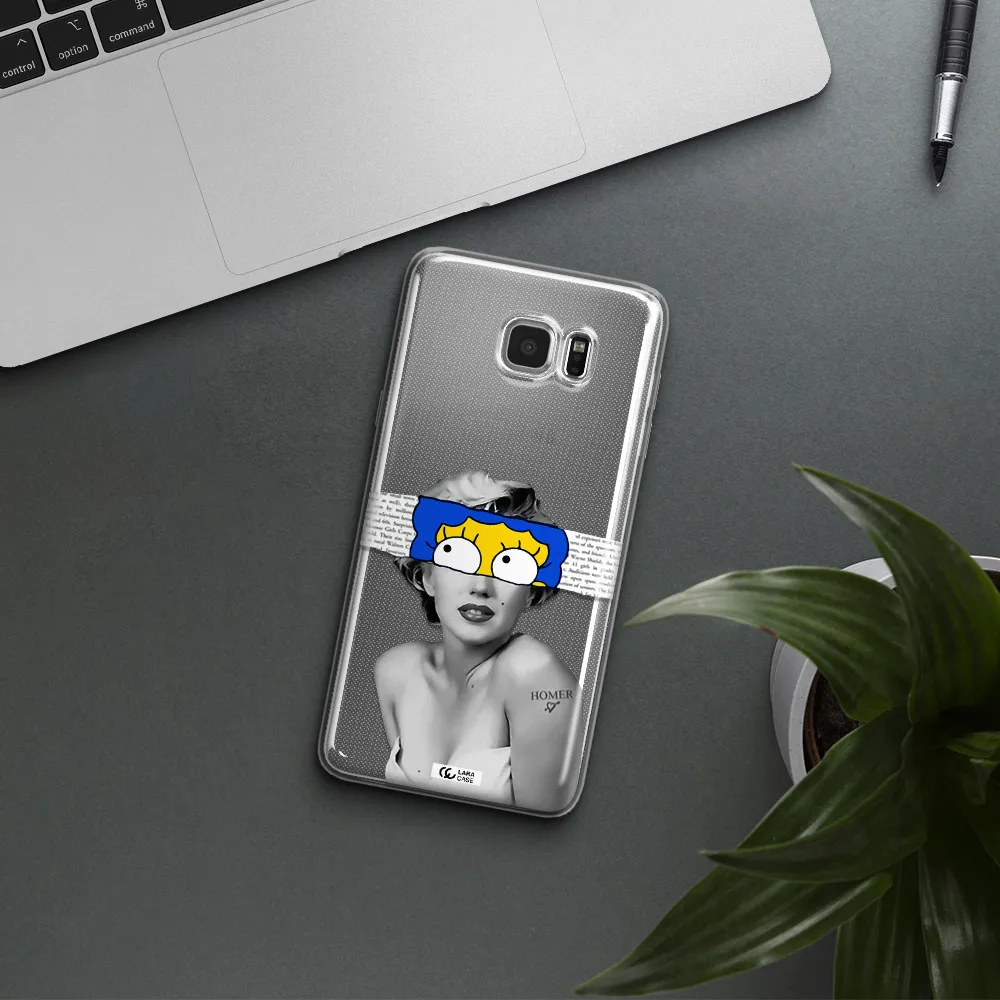 a woman with a cartoon on her head Samsung Note 5 Clear TPU Case