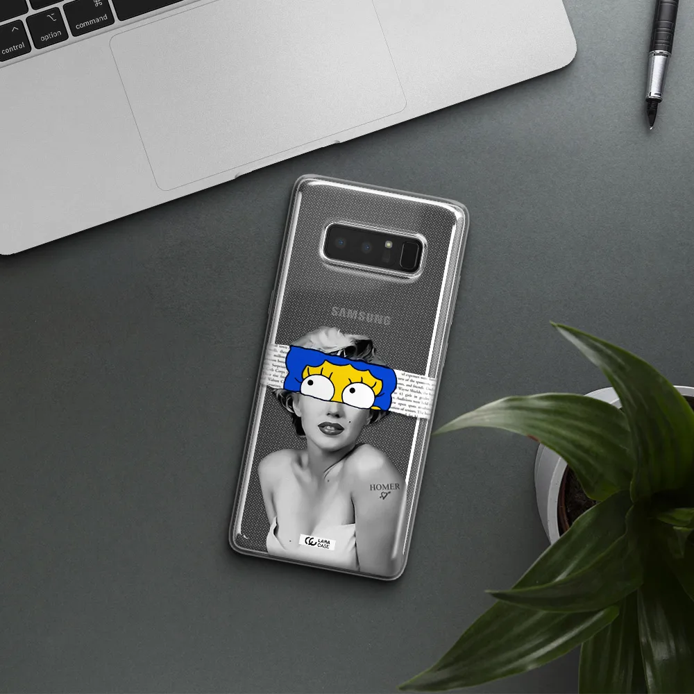 a woman with a cartoon on her head Samsung Note 8 Clear TPU Case