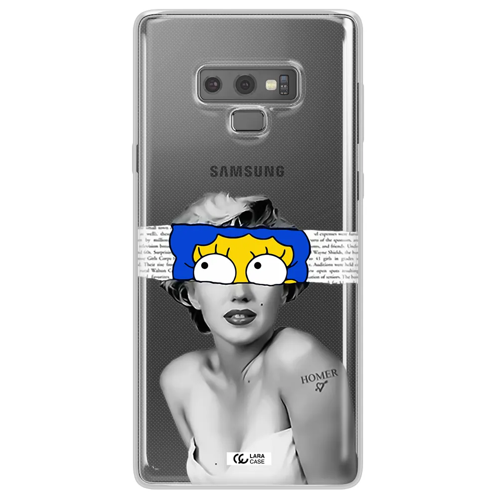 a woman with a cartoon on her head Samsung Note 9 Clear TPU Case