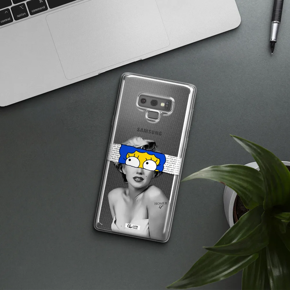 a woman with a cartoon on her head Samsung Note 9 Clear TPU Case