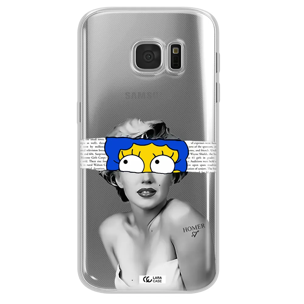 a woman with a cartoon on her head Samsung S 7 Clear TPU Case