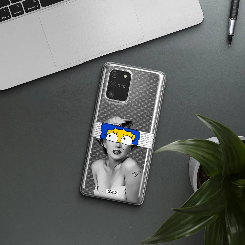 a woman with a cartoon on her head Samsung S10 Lite Clear TPU Case