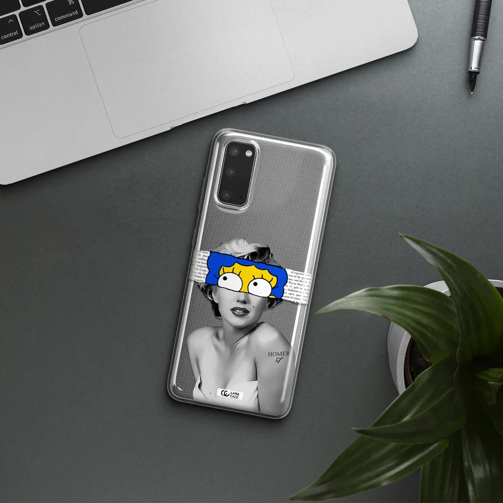 a woman with a cartoon on her head Samsung S20 Clear TPU Case